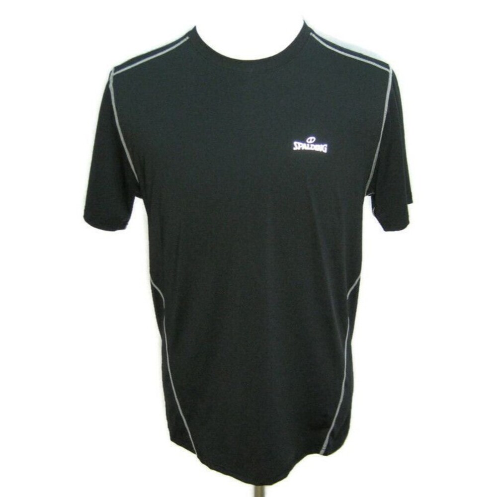 SPALDING Men's (Size XL) Black Short Sleeve Fitted Base Layer T-Shirt Dri-Power